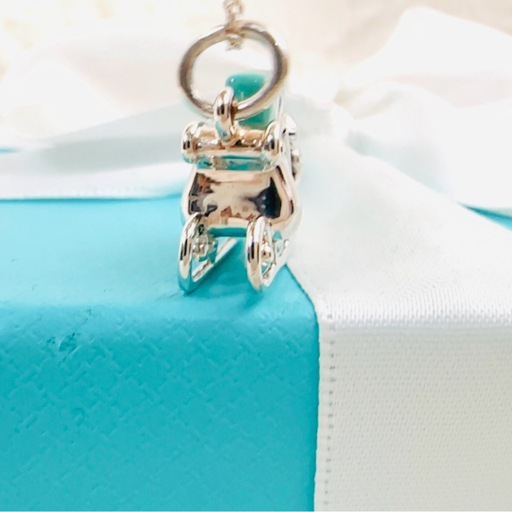 Tiffany & co blue enamel silver sled charm necklace - Picture 6 of 13